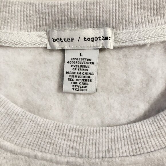 Better / Together Sweatshirt Womens L Gray Pink Coquette Bows Crewneck Pullover - Picture 6 of 7